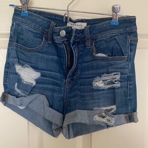 Blue Ripped Super Stretch Shorts